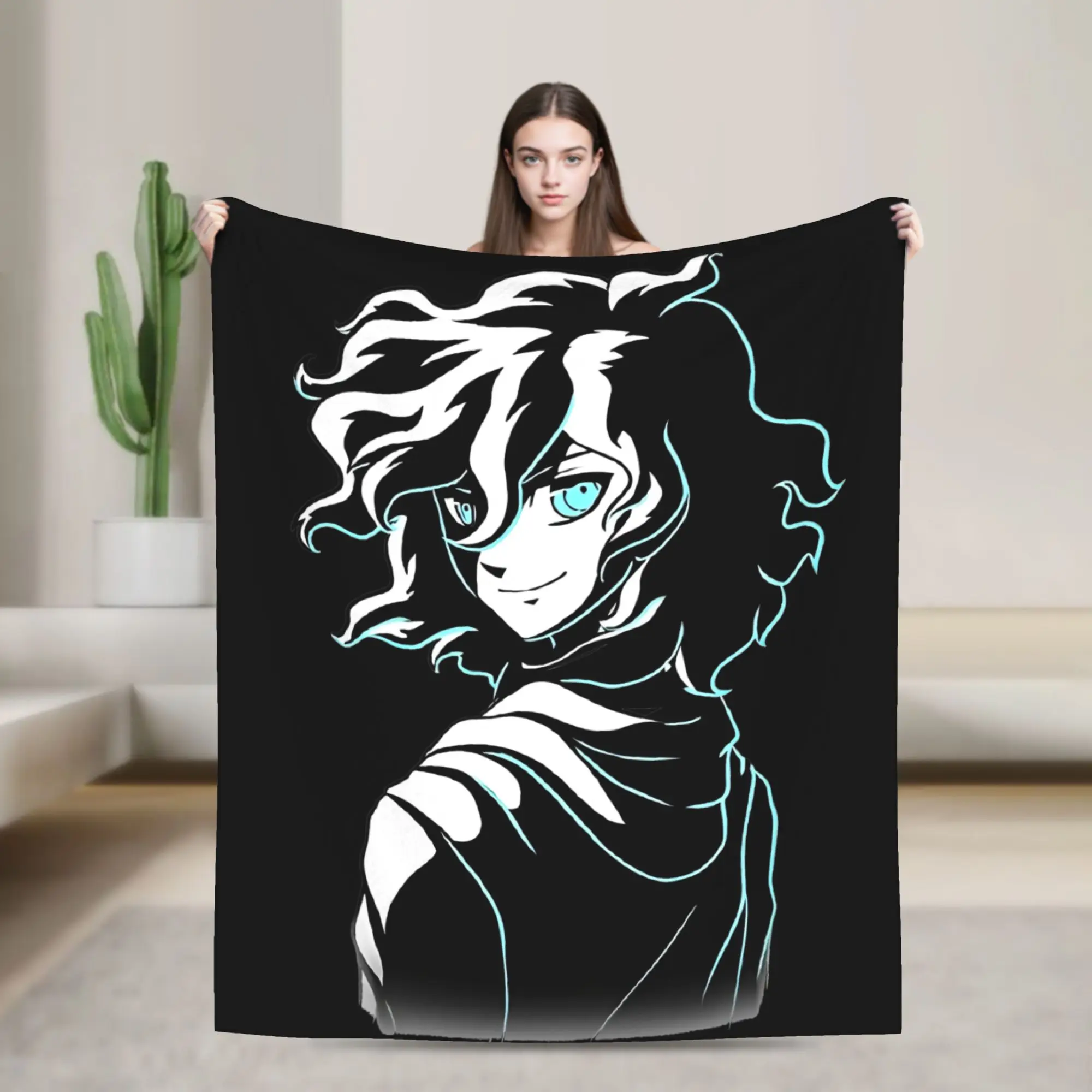 Komaeda Nagito Stylized Flannel Throw Blankets Danganronpa Blanket for Home Office Ultra-Soft Plush Thin Quilt,