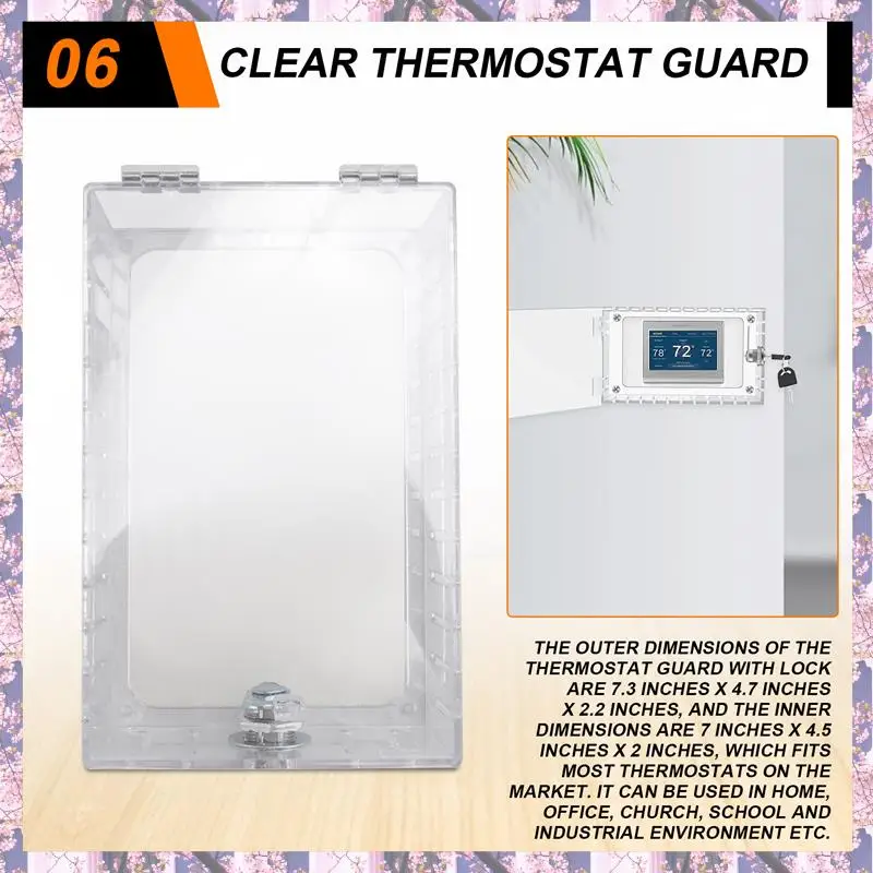 Retail Lock Box With Key Universal Thermostat Cover With Lock, Clear Thermostat Guard For Wall