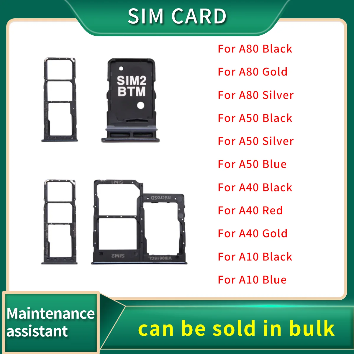 Sim Card Socket Slot Adapter Connector Reader For Samsung Galaxy A80 A50 A40 A10 A805 A505 A405 A105 sim tray Micro SD Container