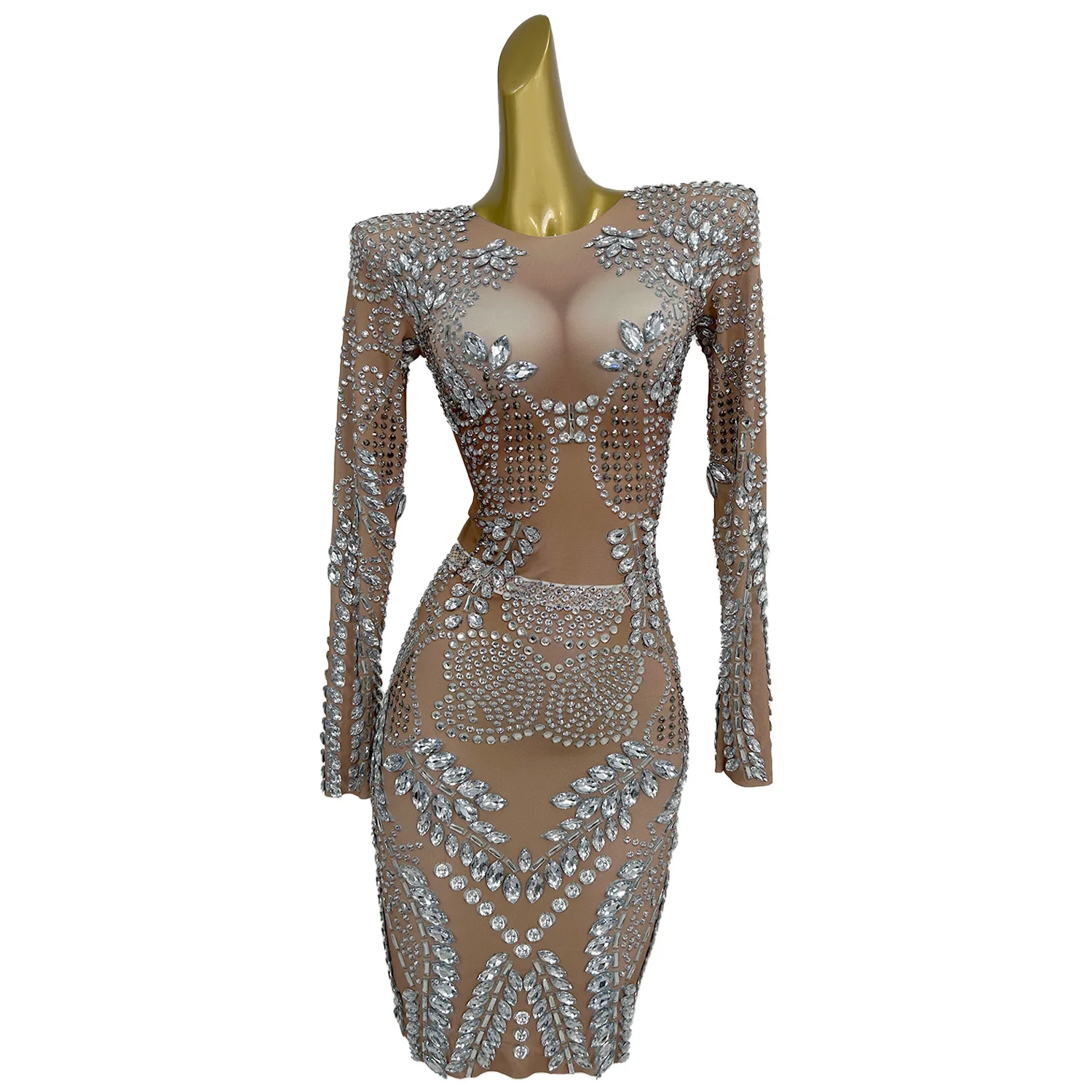 Sexy Slim Fit Crystal Party Avondjurk Plus Size Vrouwen Korte Verjaardag Prom Jurk Dame Strass Club Jurk Liushu