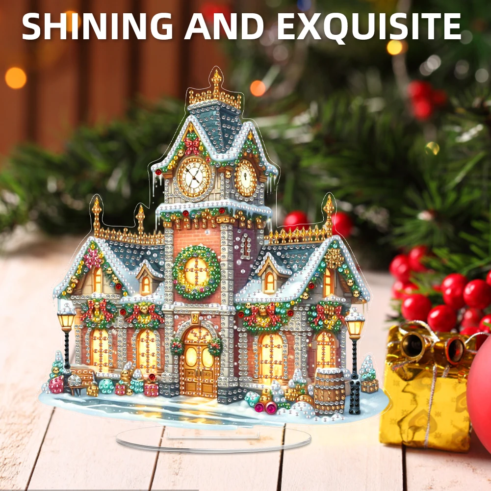 

2D Flat Christmas DIY Diamond Painting Desktop Ornaments Kit Diamond Painting Desktop Decorations for Home Office Desktop Decor
