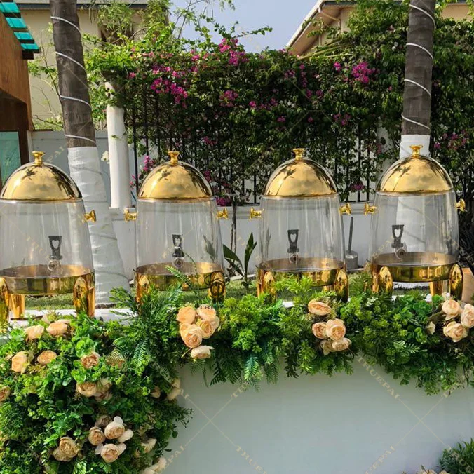 

1pcs Luxury Gold 12L Juice Dispensers Stainless Steel PC Drink Dispenser Milk Coffee Soda Beverage Beer Dispenser for Cafeteria