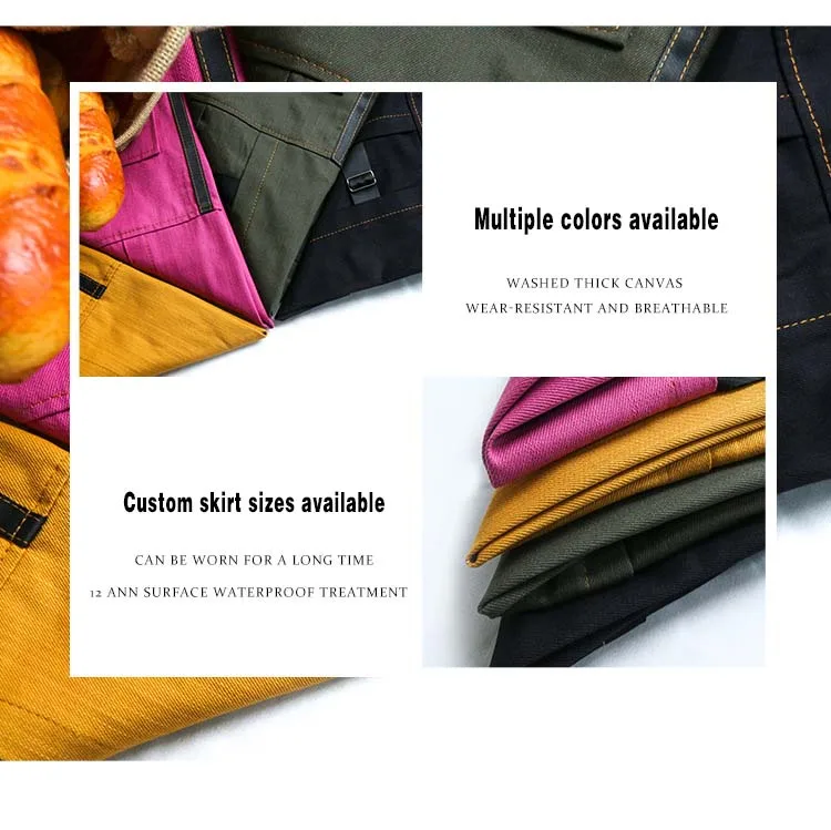 Benutzerdefinierte Logo Denim Jean Split Leg Schürze für professionelle Friseure Tattoo Friseur Barista Barkeeper Server personalisierte Arbeitskleidung – Detail 7