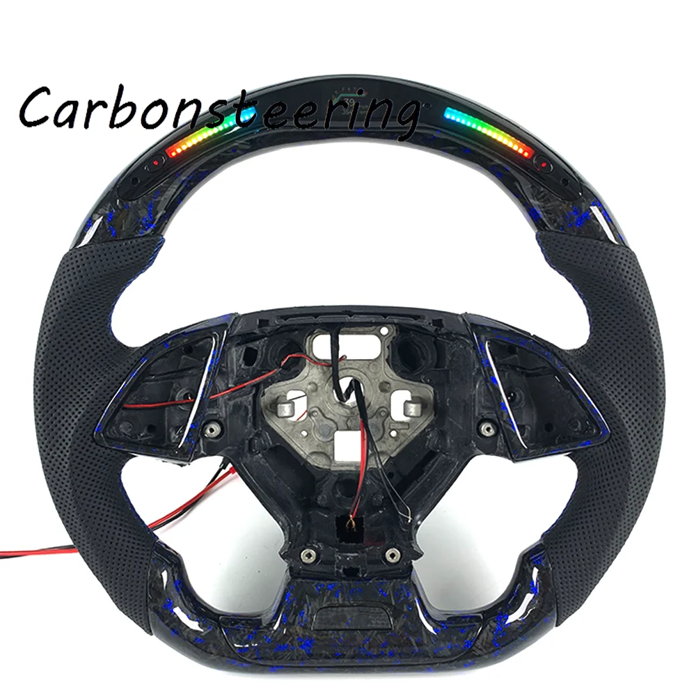 Custom Accessories Mods for Chevrolet Camaro 6th SS ZL1 LT 1LE Forged Carbon Fiber Car Steering Wheel D-Shape Interior Upgrade