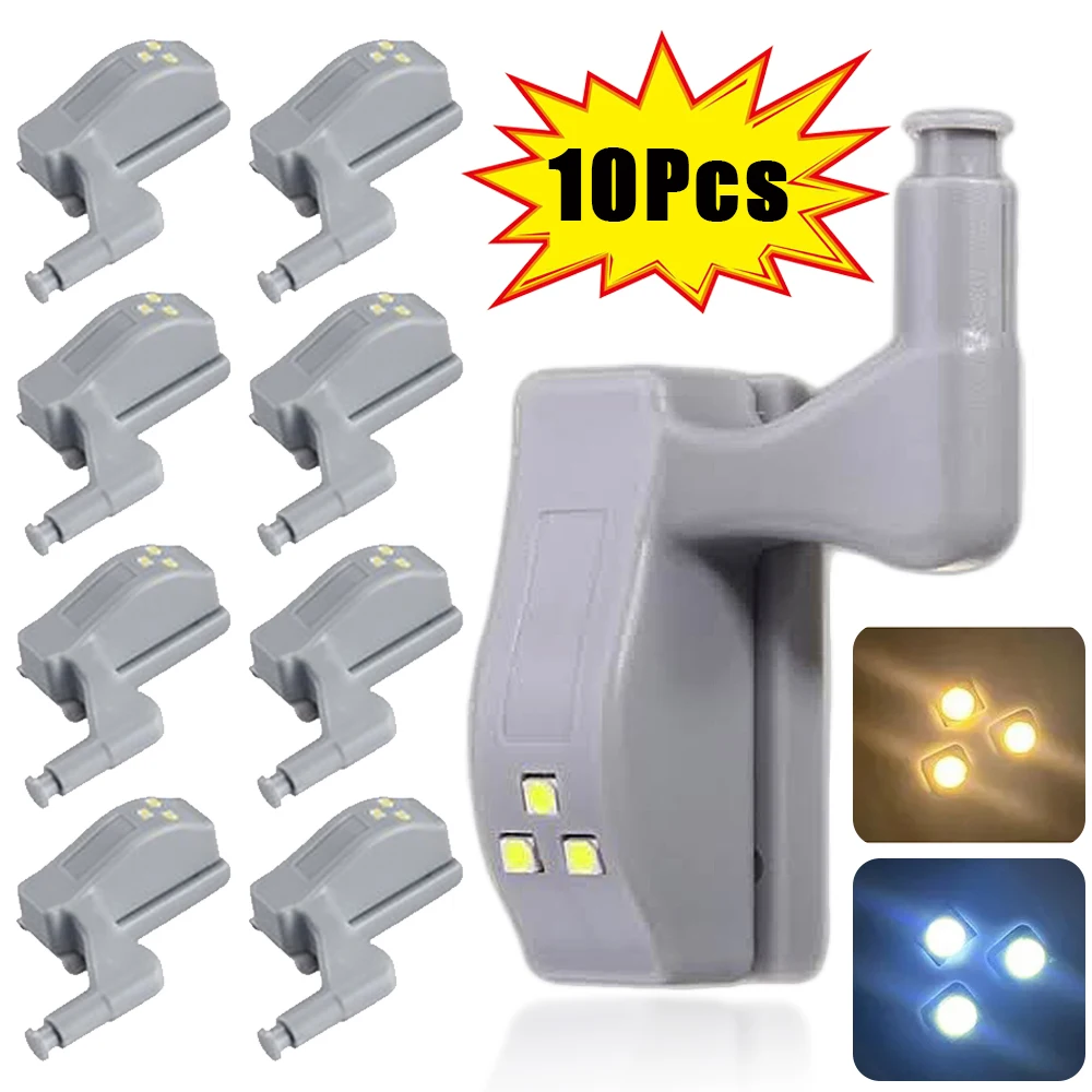 10/1Pcs Universal LED Inner Hinge Lamp Under Cabinet Light Wardrobe Cupboard Sensor Lights For Bedroom Kitchen Closet Night Lamp