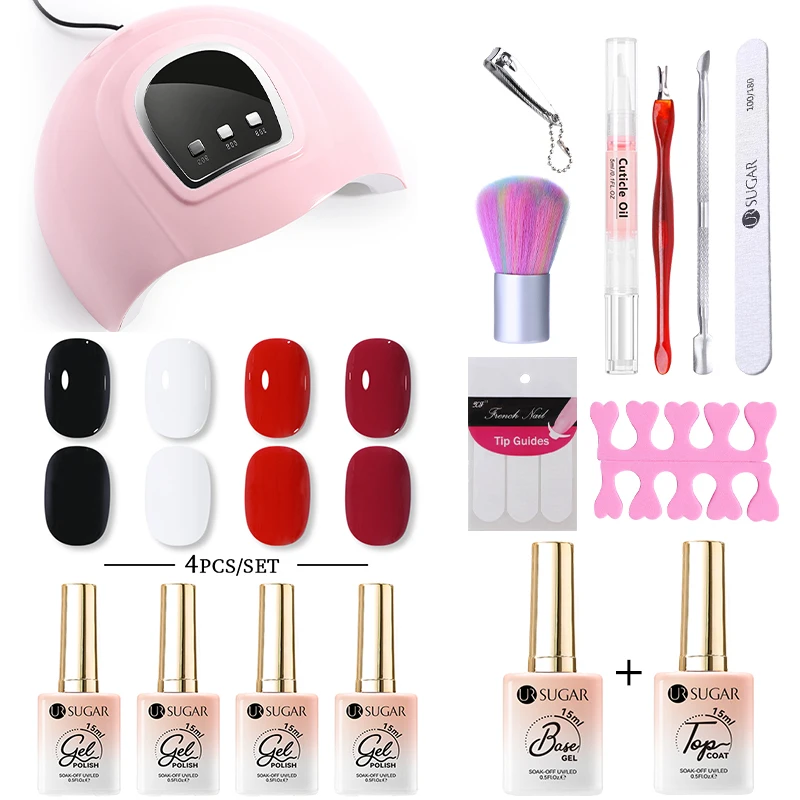 UR SUGAR Nail Gel Kit Acrylic Nails Set With 36W UV LED Lamp Dryer 4 Colors Gel Polish Kit Soak Off Manicure Tools Set