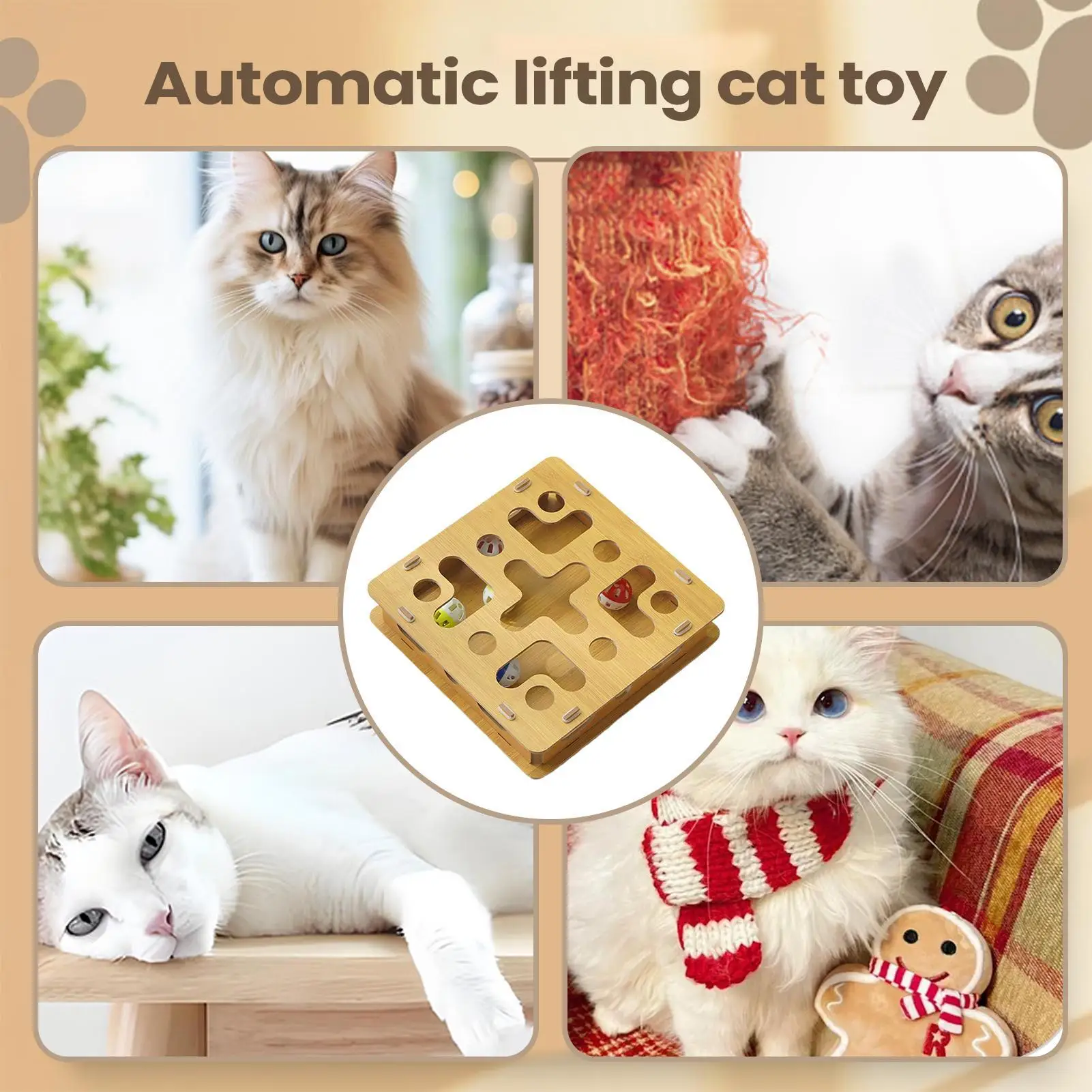 

Деревянная доска-игрушка для кошек с колокольчиком, лоток для лакомств и игрушек для кошек, развивающий инстинкты домашних котят