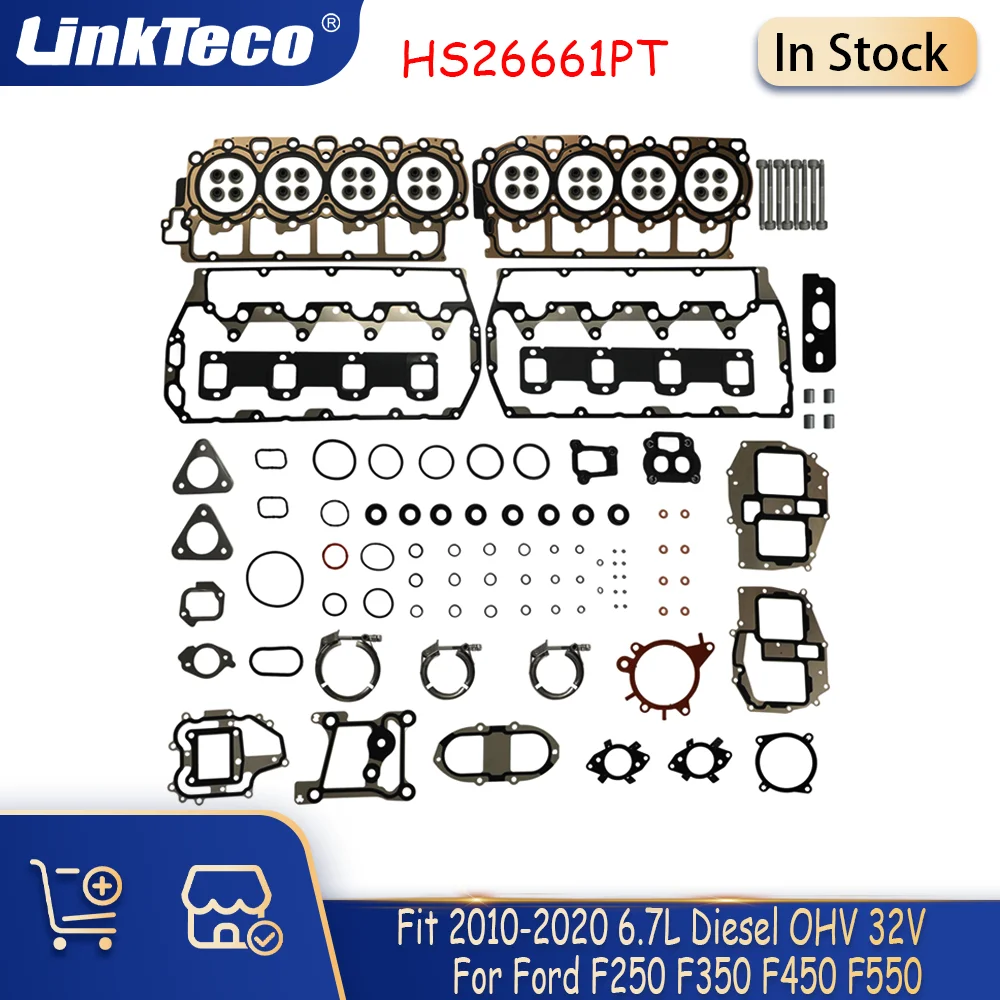 Engine part Full Head Gasket Set Bolts Fit 6.7 L D T T67DVTX V8 Diesel For 10-20 FORD F250 F350 F450 F550 Super Duty HS26661PT