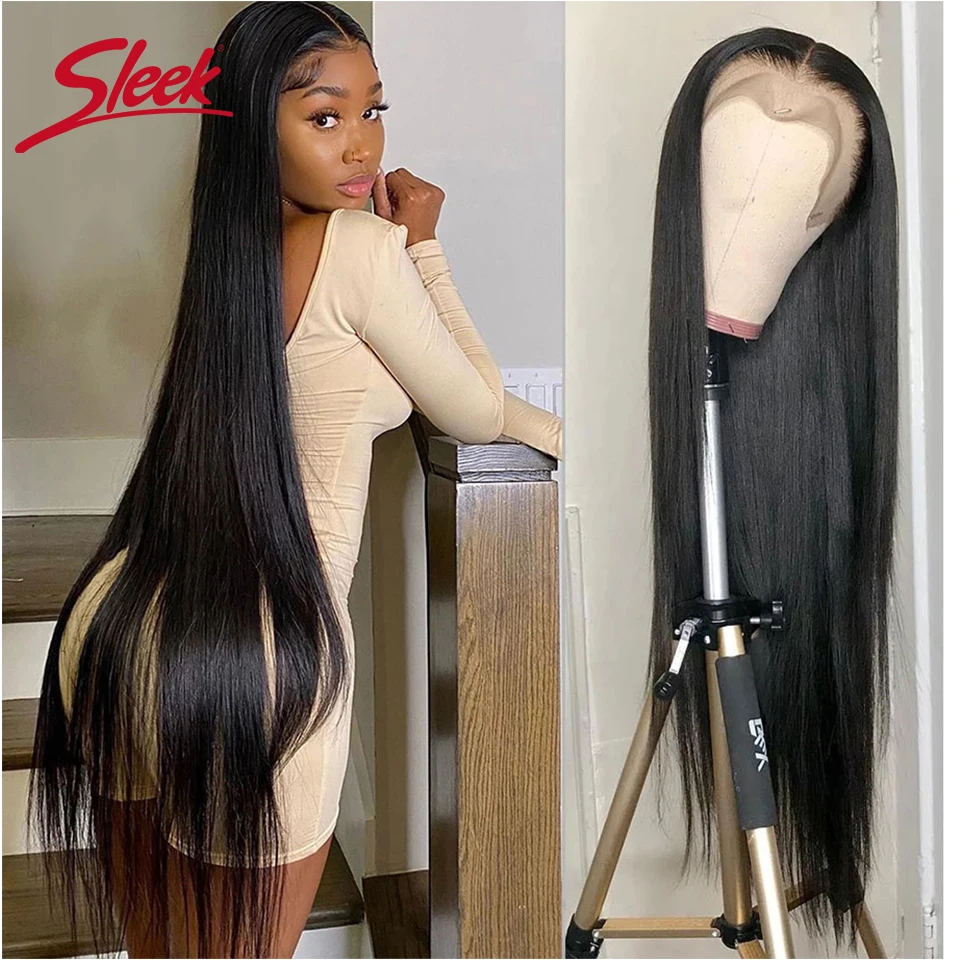 

Sleek Brazilian Straight Hair Wigs T Lace Frontal Part Wigs Nature Remy Human Hair Wigs For Black Women