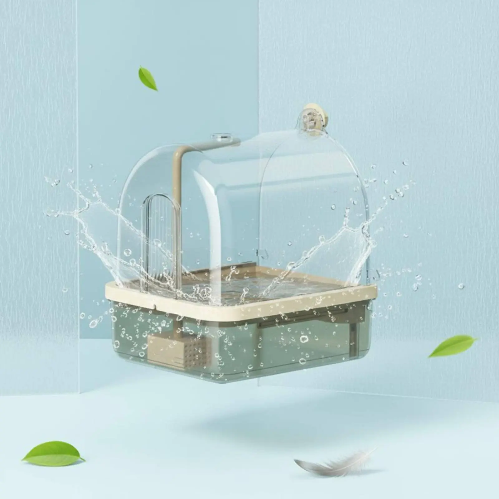 Automatische vogelbad met draadloze sensor, papegaaienbad, vogeldouche, transparante afdekking, huisdierbenodigdheden