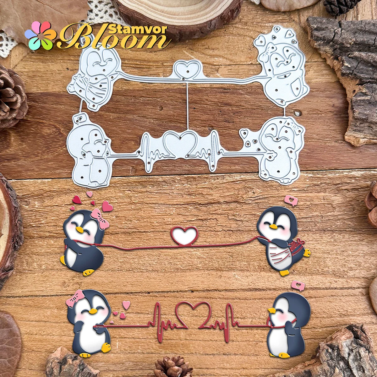 Original schöne Valentinstag liebevolle Pinguine Liebhaber Metall Stanzformen Scrapbooking dekorative Prägung