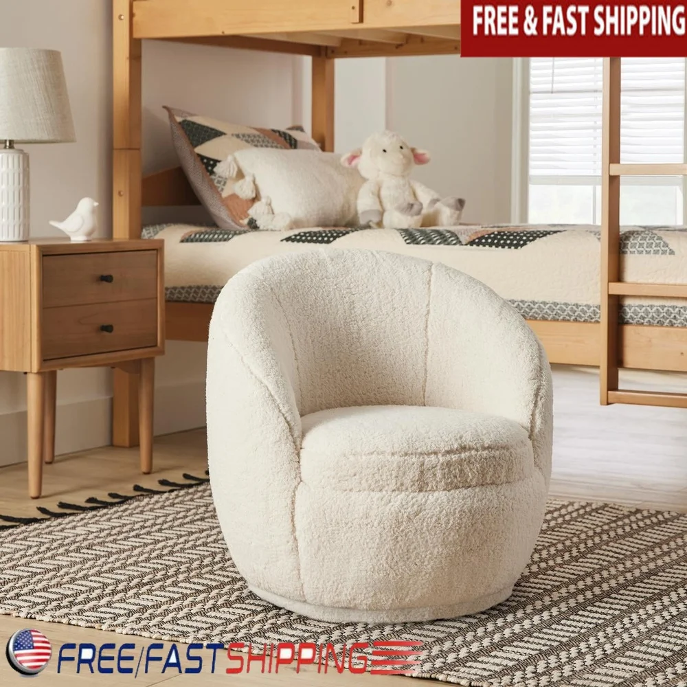 

Детский вращающийся стул с акцентной обивкой из искусственной овчины, вращающийся на 360 градусов пенопластовый стул, прочное металлическое основание, игровая комната, гостиная