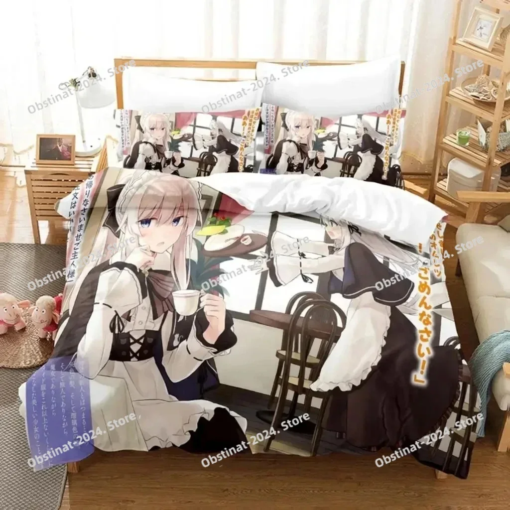 

3D Anime Wandering Witch Journey Of Elaina Bedding set Printed Duvet Cover Pillowcase Single Double Queen Super King Size Sets