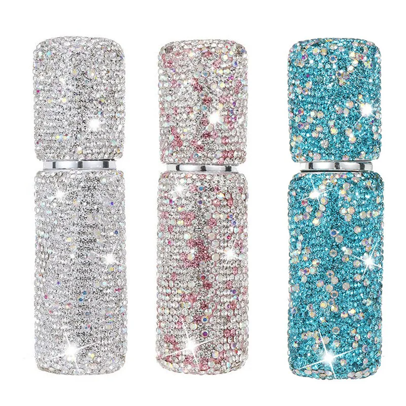 10ml Diamond-Encrusted Perfume Bottle Spray Bottle Glass Empty Cosmetics Containers Sample Vials Mini Refillable Sprayer Makeup