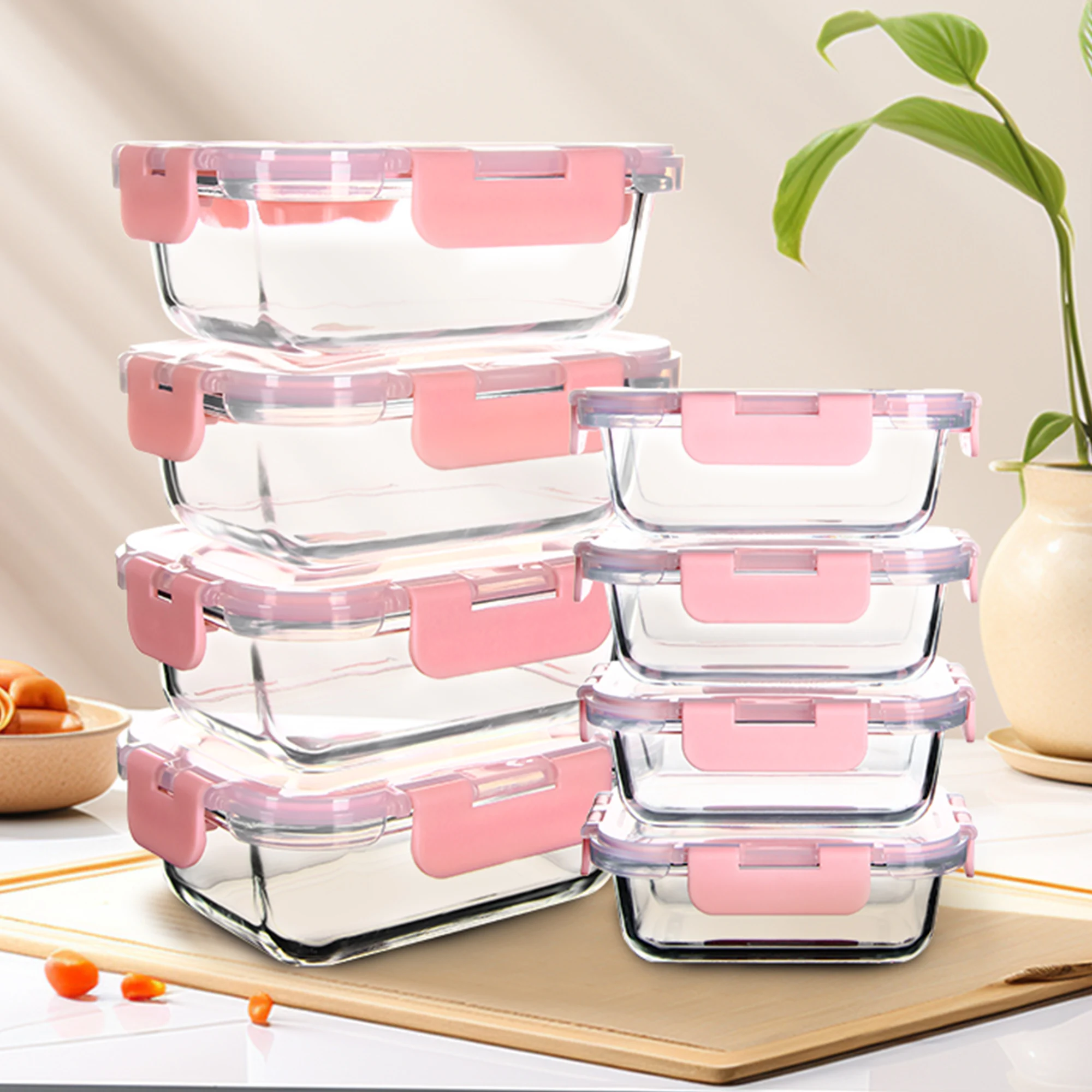 8 Pack Glass Meal Prep Containers, Food Storage Containers with Lids Airtight, Microwave, Oven, Freezer and Dishwasher Safe