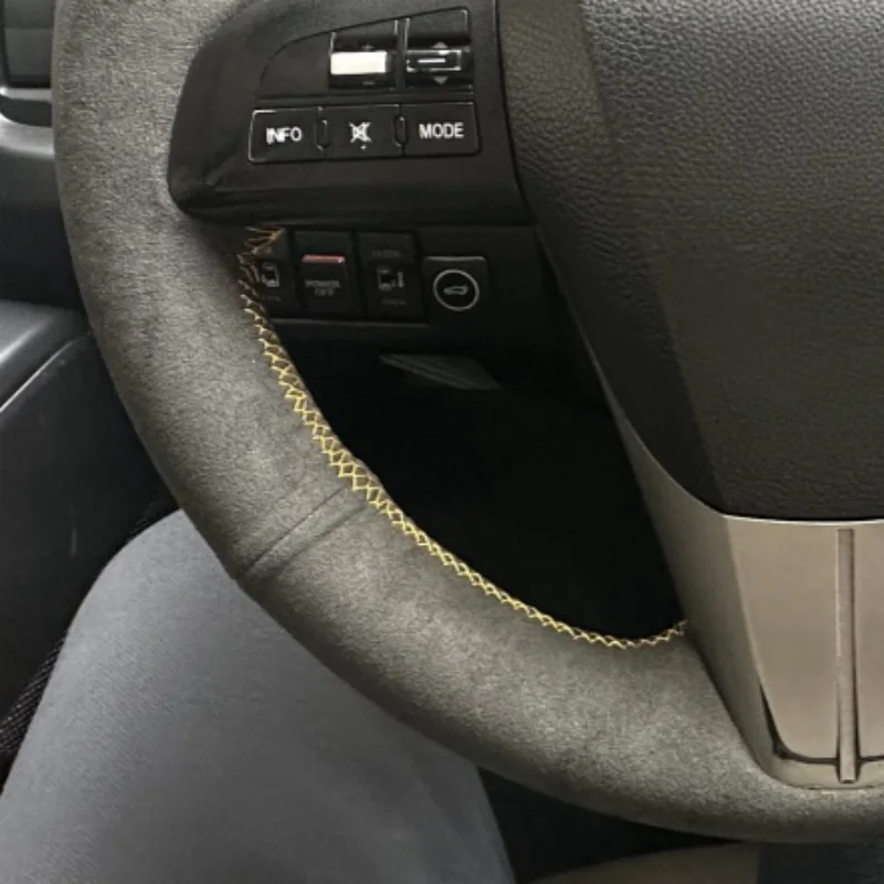 Braid Car Steering Wheel Cover Wrap Hand Sewing Comfortable Suede Leather For Mazda 3 Mazda CX7 2011 2012 2013 2011-2013