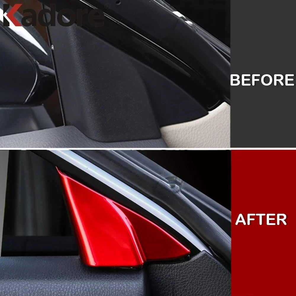 Car Accessories Interior Triangle Cover Red Front Car Window A Pillar Trim Sticker For Toyota Camry 2018 2019 2020 2021-2023