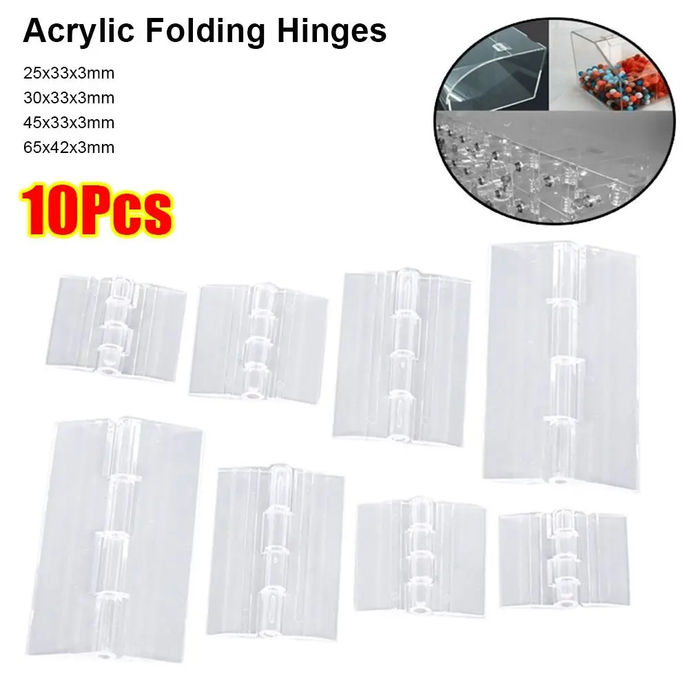 10Pcs New Transparent Folding Hinge Acrylic Foldable Door Hinges Clear 270 Degree Furniture Hardware DIY Cabinet Door Box