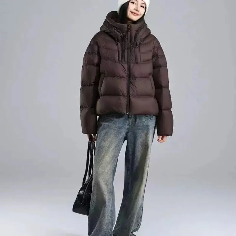 Mode Capuchon Dikker Warme Jas Vrouwen Nieuwe Winter Parka Casual Elegante Dons Katoenen Bovenkleding Vrouwelijke Korte Overjas Dames Top