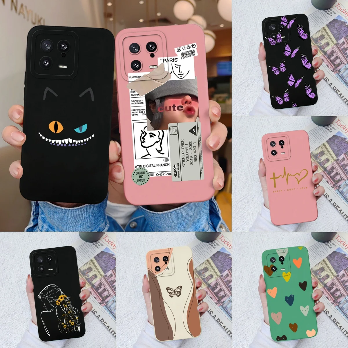 Phone Case For Xiaomi 13 13 Pro 13 Lite Cute Love Heart Soft Silicone Back Cover Comfortable Coque For Xiaomi13 Lite 13Pro Funda