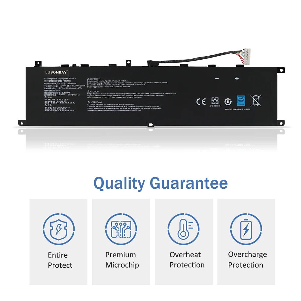 BTY-M6M Laptop Battery for MSI Stealth Pro MS-17B4 MS-16K3 GS63VR 7RG-005 GF63 Thin 8RD 8RD-031TH 8RC 8RC-034CZ GF75 Thin 3RD