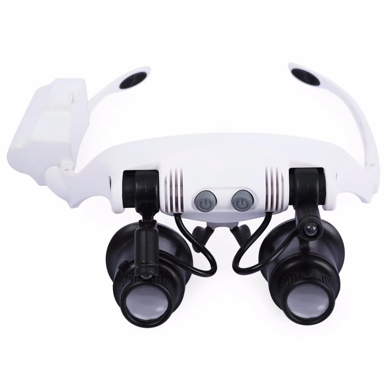 Headband LED Kaca Pembesar Lampu Kepala Mikroskop Perhiasan Perbaikan Jam Tangan