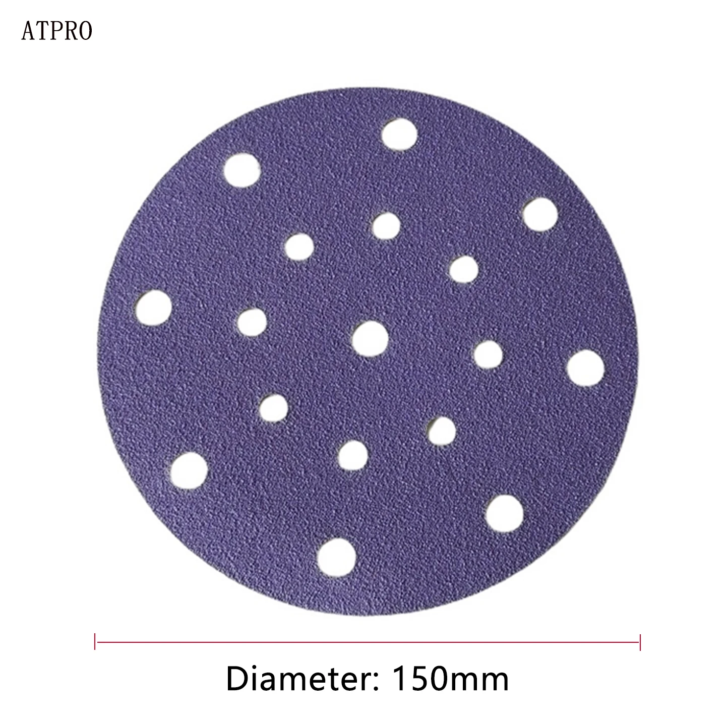 

ATPRO 6-inch 17-hole Purple Dry Sandpaper, 150mm Round Flocked Sandpaper, Automotive Sanding Pad, Polishing Sandpaper