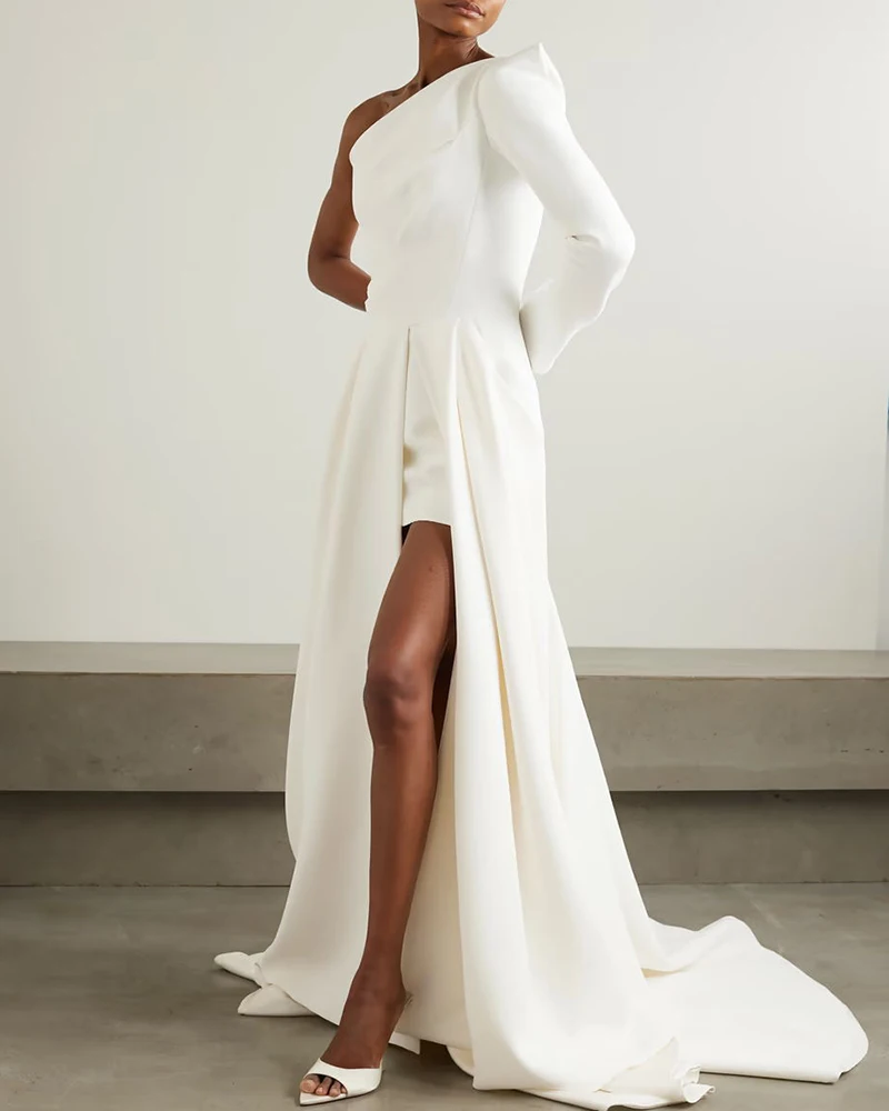 

Epoch Long Evening Dress Elegant One-Shoulder فساتين مناسبة رسمية A-Line Floor-Length Side Slit Bridal Gown For Sexy Women 2024