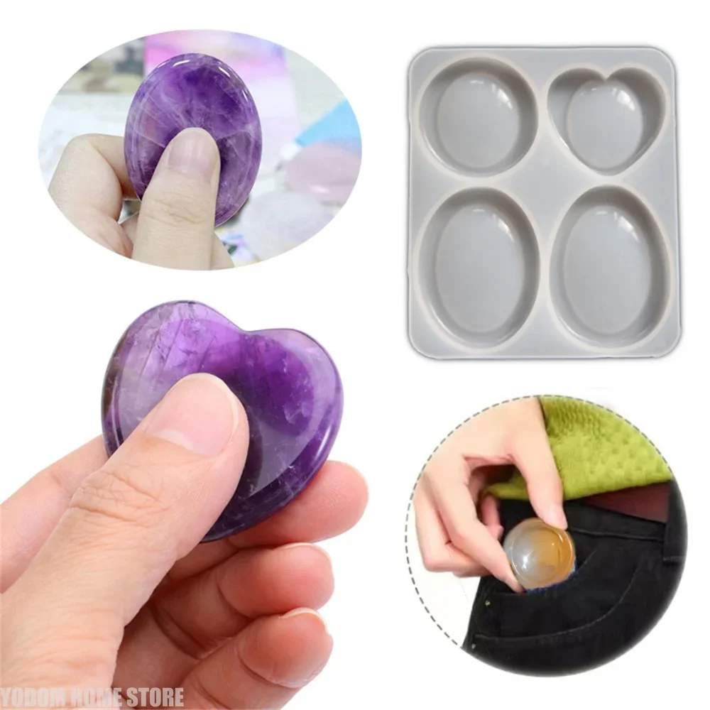 4 Designs Anxiety Stone Resin Casting Silicone Mold 1Pc DIY Handmade Mold for Pocket Style Nail Art Decorations