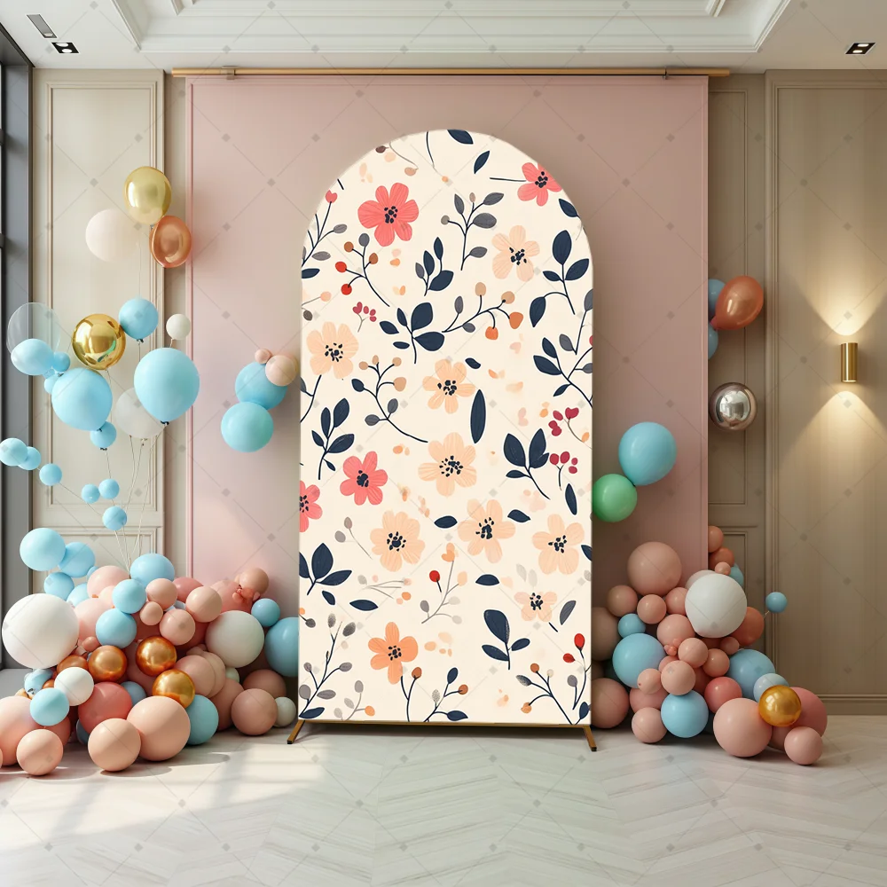 2-Sided Custom Pattern Flowers Clover Kids Birthday Party Baby Shower Covers Chiara Arch Background Decor Backdrop Photo