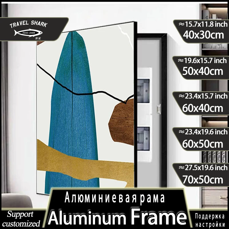 Travel Shark Modern Home Decorative Hanging Paintings of Meter Box Cover With Metal Frame Home Living Room Decor Poster Mural