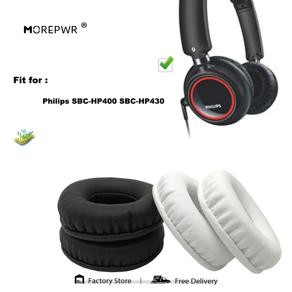 

Morepwr New Upgrade Replacement Ear Pads for Philips SBC-HP400 SBC-HP430 Headset Parts Leather Cushion Velvet Earmuff Sleeve