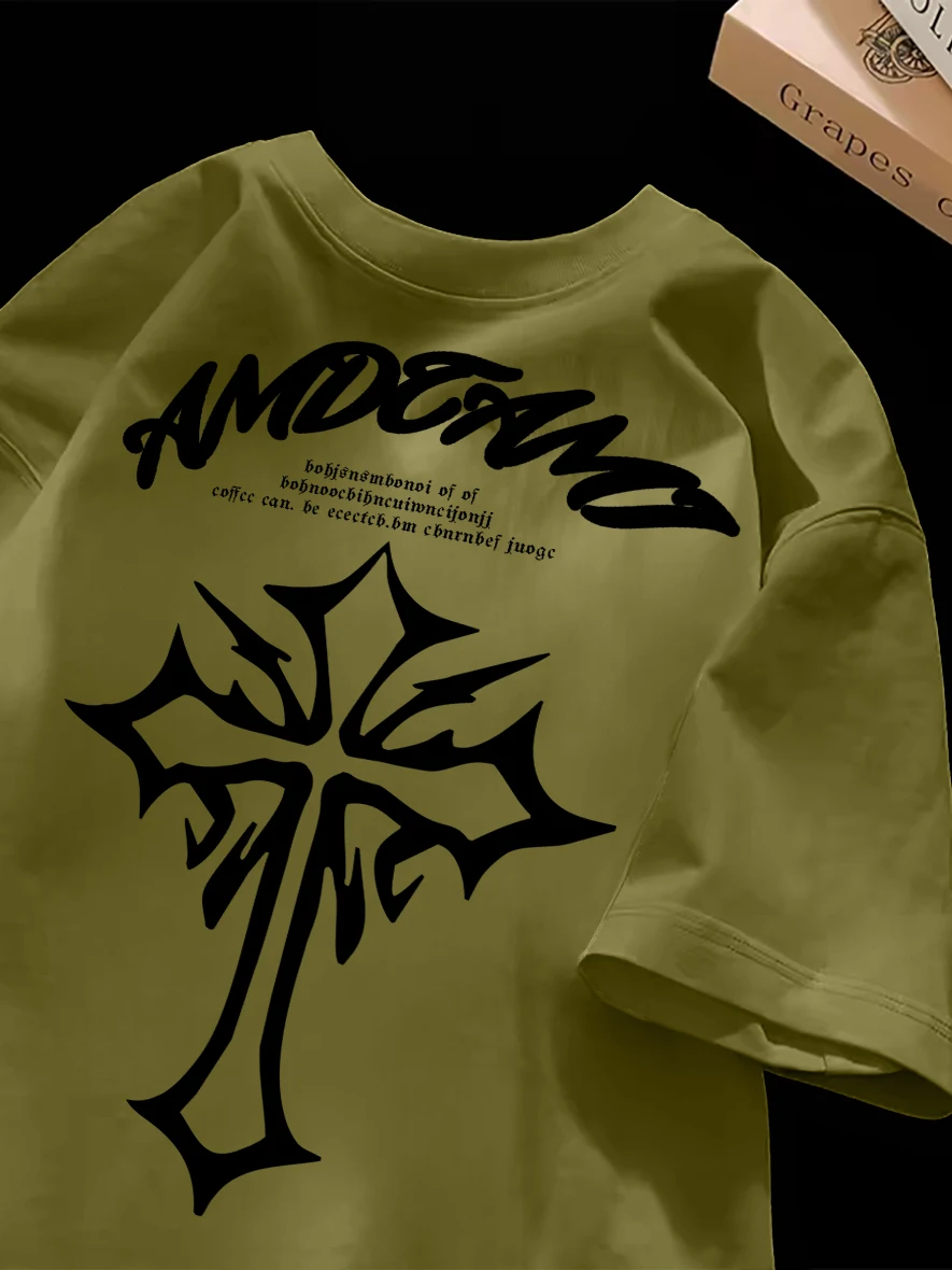 

Unisex Short Sleeve T-Shirt Summer Casual Versatile High-End Feeling Brand Cut Label Style Men's Women's Fashionable