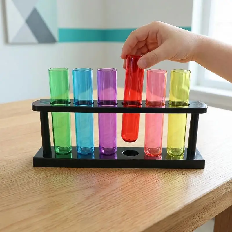 Clear Plastic Test Tubes Set Safe for Kids Laboratory Use Storage Vials for Science Experiments in Schools and Workshops