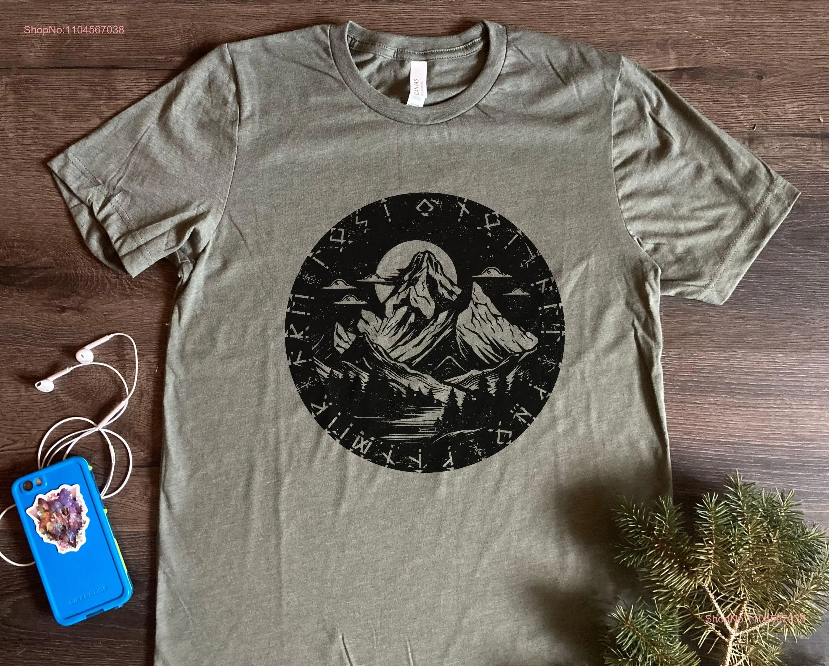 

Nature Runes Wilderness shirt Not All Who Wander Adventure Explorer Mountains Norse long or short sleeves