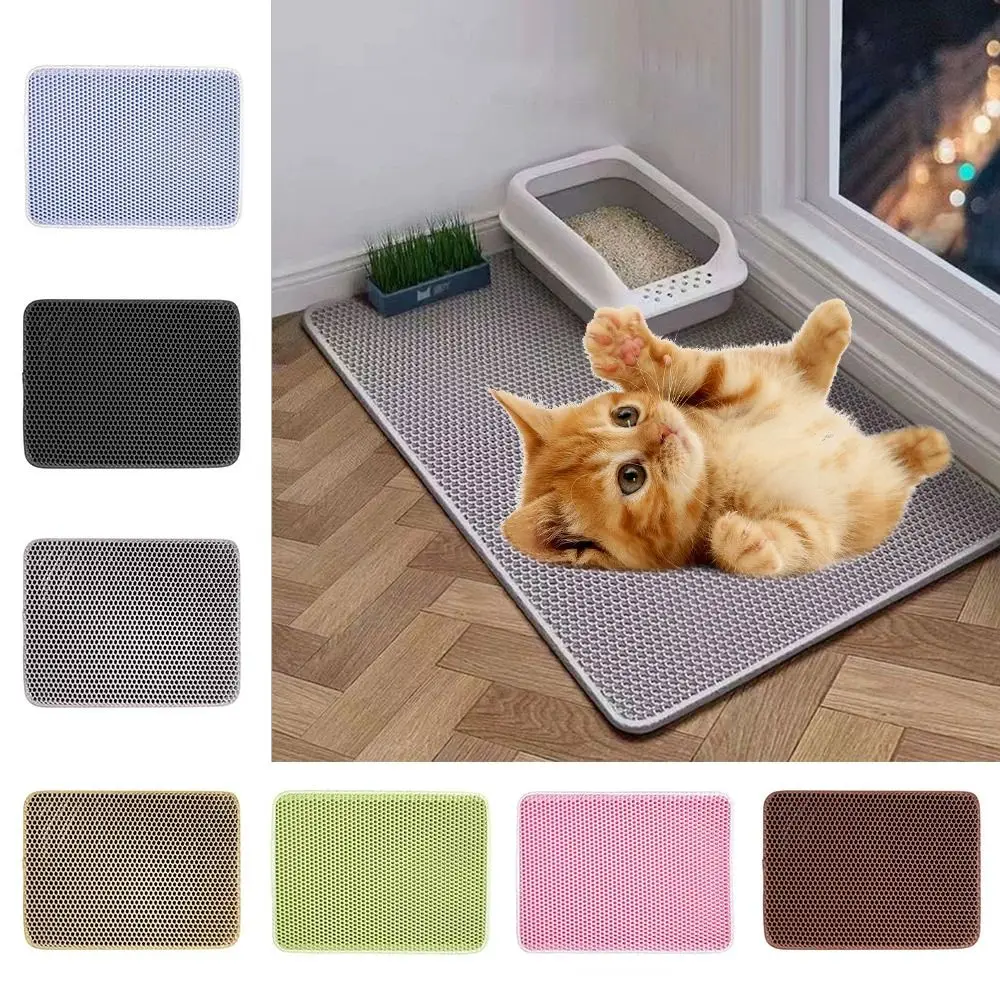 EVA Double Layer Cat Litter Pad Waterproof Easy Cleaning Sand Basin Filter Mat Non-slip Pet Litter Box Mat For Cats Dogs