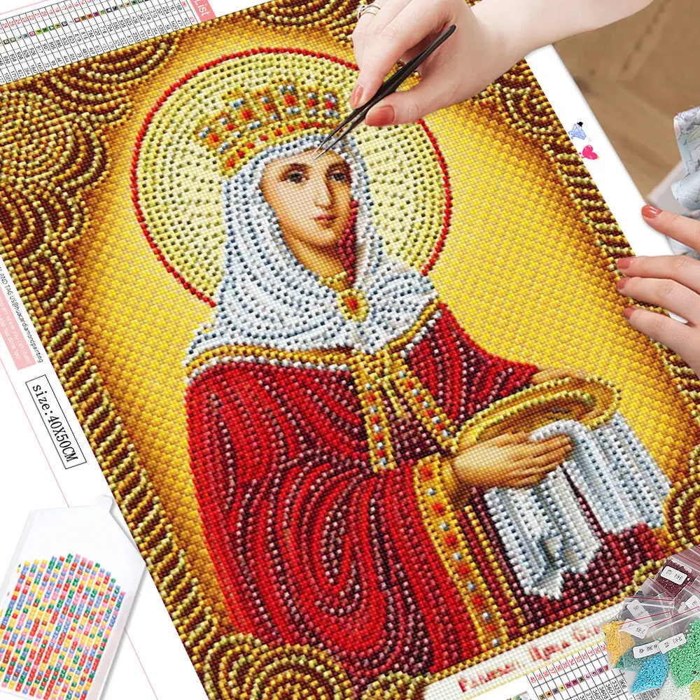 聖母マリア-肖像画,チリスティアン,モザイク,刺embroidery,完全な