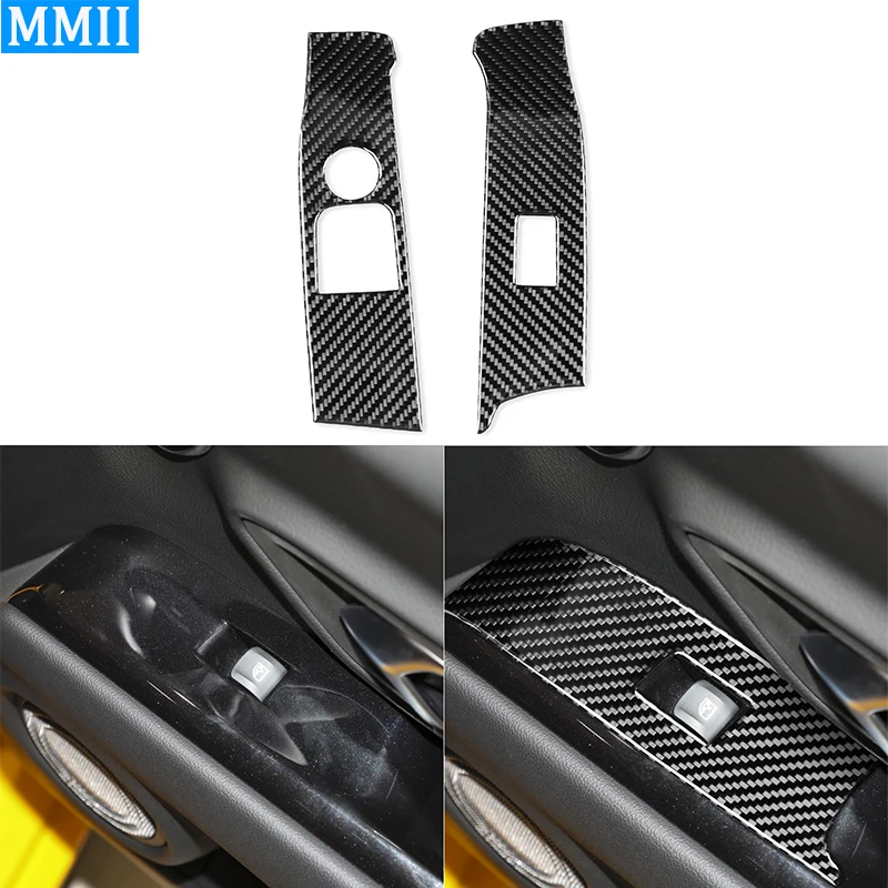 

For Toyota Supra A90 2019-2022 Real Carbon Fiber Window Lift Switch Control Car Door Glass Trim Cover Armrest Decoration Sticker