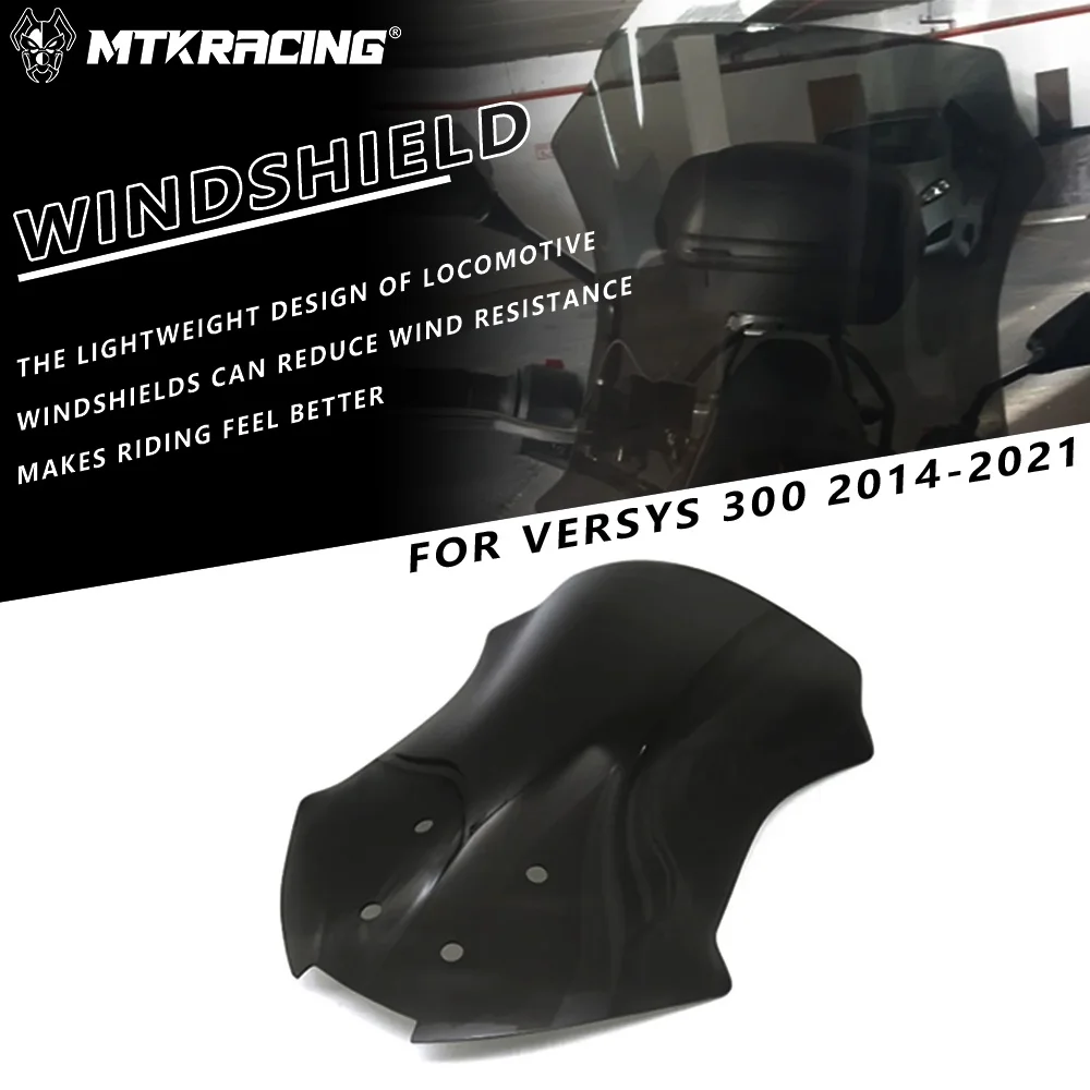 

MTKRACING Windshield For KAWASAKI VERSYS-300 2014-2021 Motorcycle Fairing Windshield Front Windshield Visor