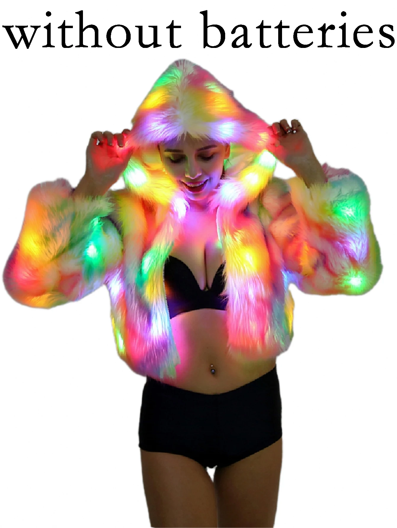 

LED furry Faux fur coat stage costumes female costume LED luminous clothing jacket dance show faux fur coats star discotheque