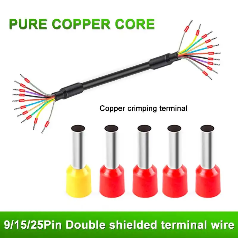 24AWG 9 Pin Shielded Serial Port Wire Industrial Grade 9-pin Terminal Line 15/25Pin Connecting Cable 9/15 Core Double Head Wire