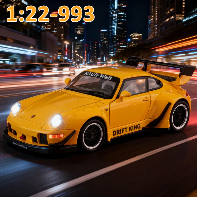 

1:22 RWB 993 спортивный автомобиль из сплава, литая под давлением модель автомобиля, компьютерный настольный орнамент, коллекционирование хобби, подарки другу