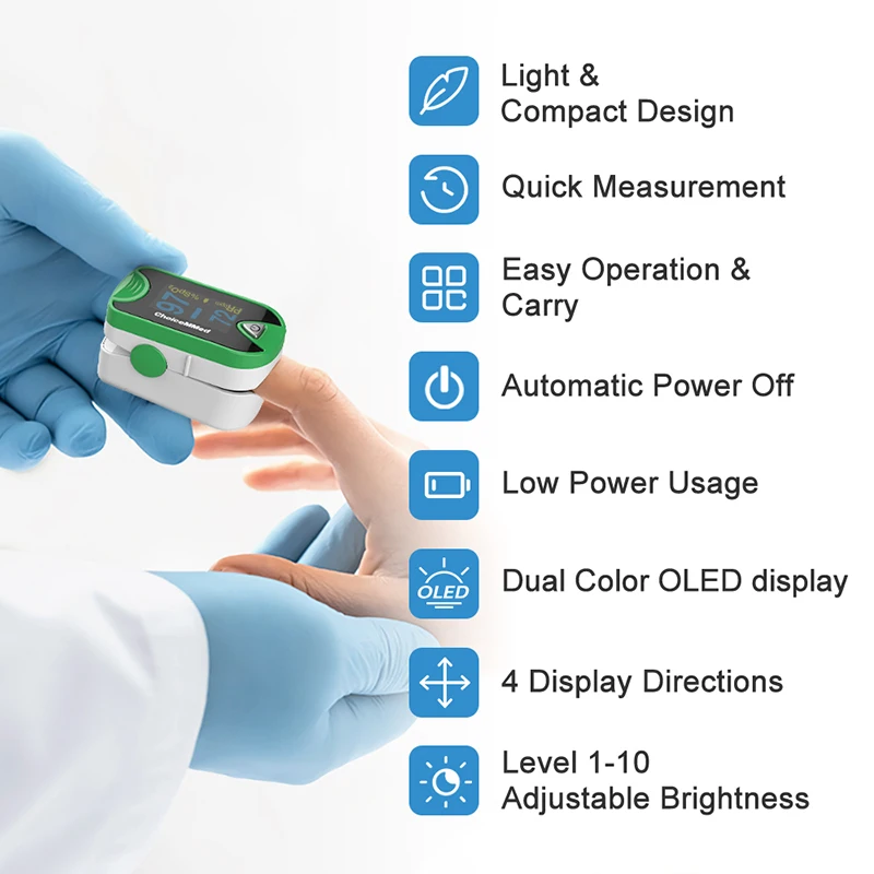 ChoiceMMed Fingertip Oximetro OLED Digital Finger Pulse Oximeter Blood Oxygen Saturation Monitor SPO2 Heart Rate Meter MD300C26