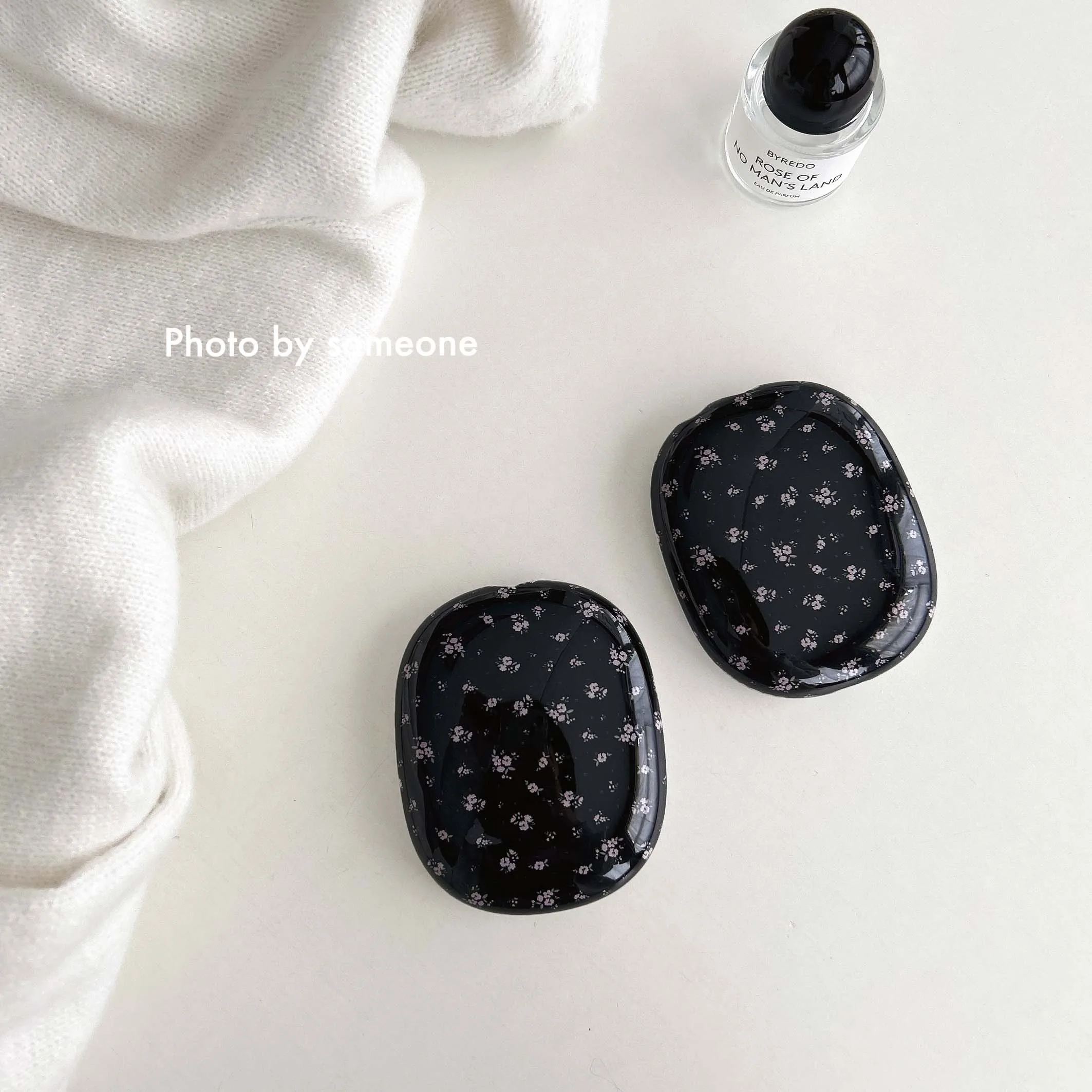 Black flower ins imd earphone case headset cover headphone capa funda for apple airpodsmax airpod max cool shockproof conque