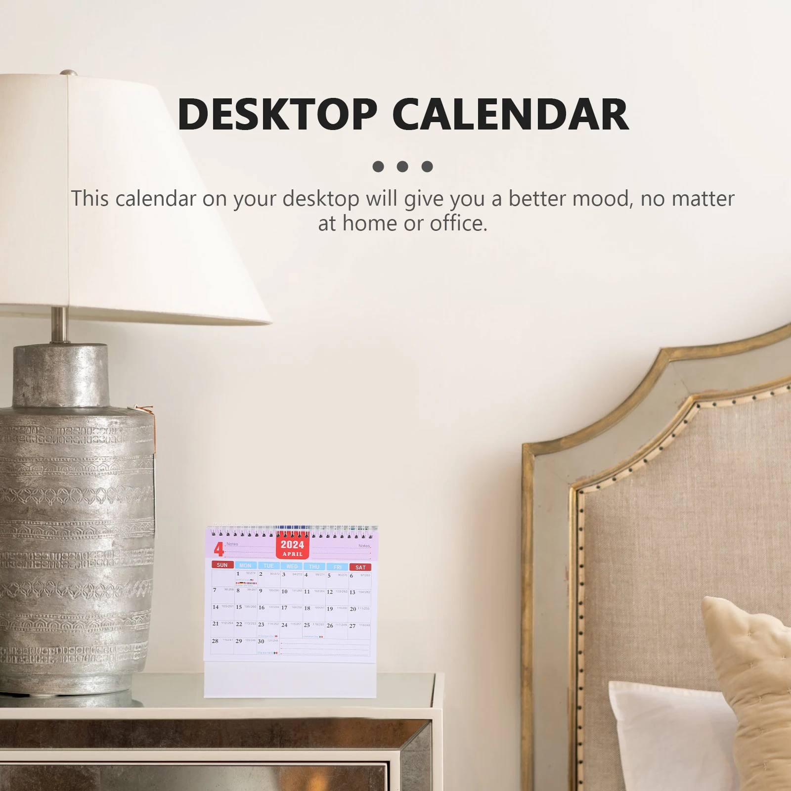 

19-Month Desk 2024-2025 Large Standing Flip Calendar For Office Desktop Thick Paper Metal Binding Desk Blotter Calendar