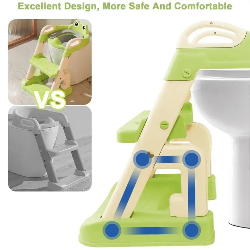 Foldable Toddler Toilet Seat Adjustable Height Legs Toilet Training Chair With Ladder Toilet Seat for Toddler Girls Boys