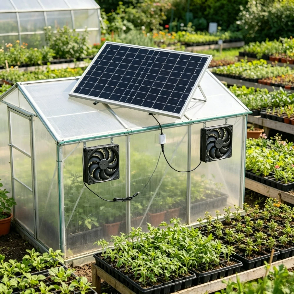 

Solar Powered 10W 15W Exhaust Cooling Fan Kit Dual Ventilation Weather Resistant for Chicken Coop Greenhouse Pet House RV Shed