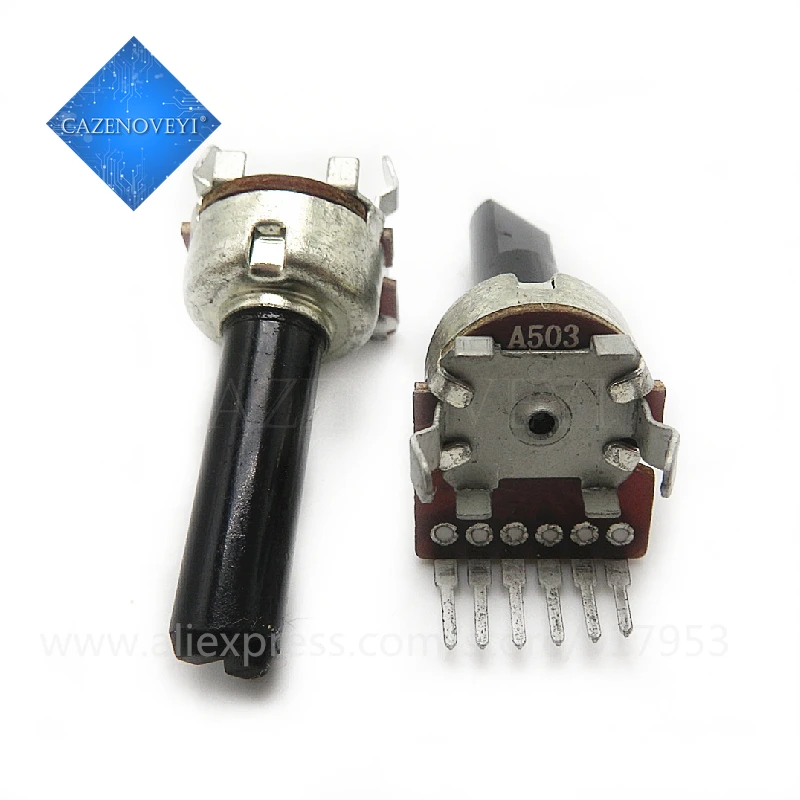 1pcs/lot RK1212G vertical double volume potentiometer B503 B50K / rachis white shell handle length 10mm 13mm In Stock