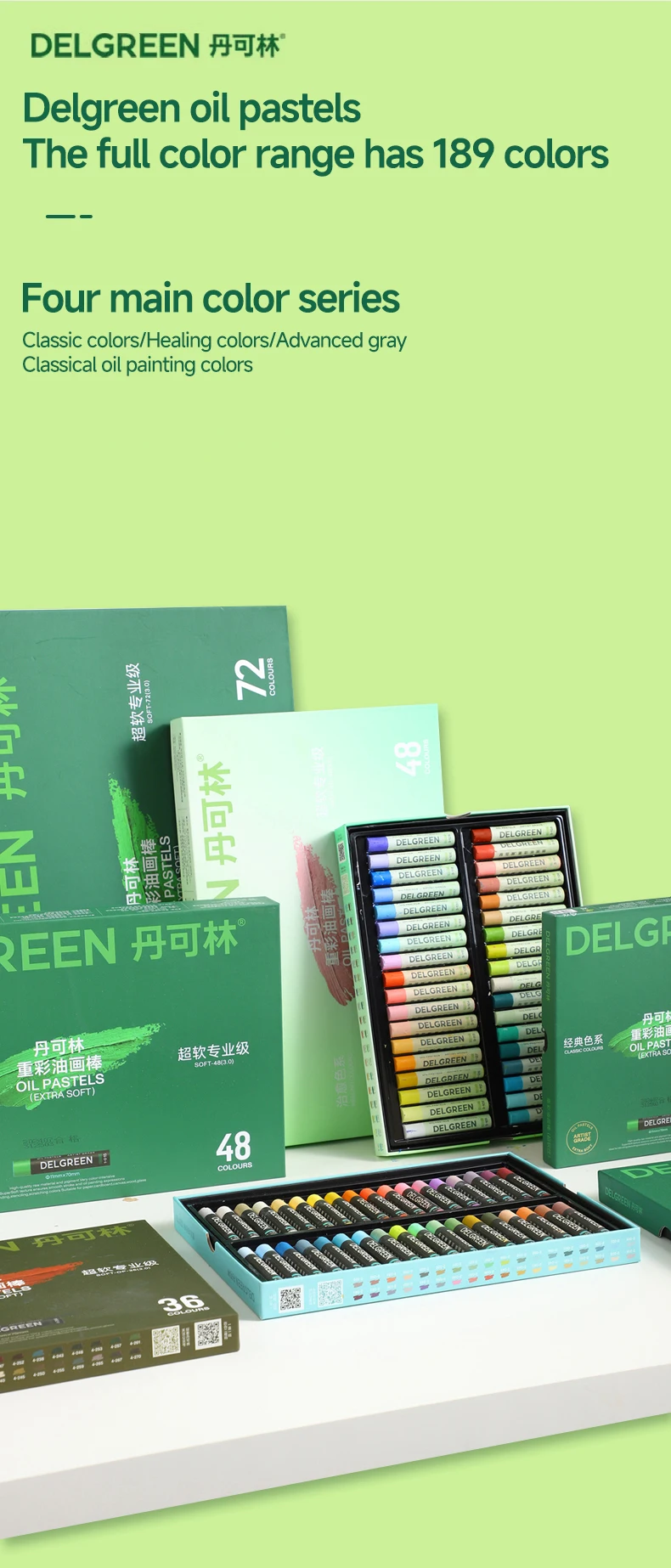 Delgreen Weich öl Pastell/Buntstift zum Malen/Overlay/Kratzen Malen Graffiti Buntstift Künstler Studenten Zeichnen 24/36/48/72 Set – Detail 11