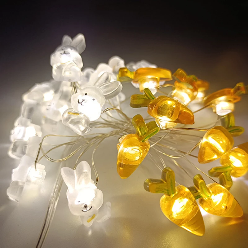 

2m 20led Bunny Carrot Chick Light String Easter Egg Decoration Battery Operated Fairy Lights Night Lamp Holiday Party Home Decor